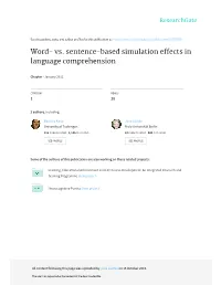 Word- Vs. Sentence-Based Simulation Effects in Language Comprehension