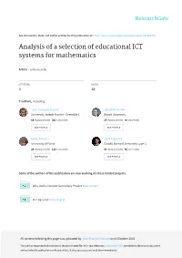 Analysis of a Selection of Educational ICT Systems for Mathematics