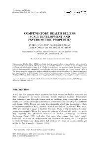 Compensatory Health Beliefs: Scale Development and Psychometric Properties