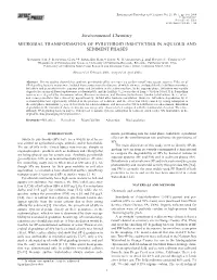 Environmental Chemistry MICROBIAL TRANSFORMATION of PYRETHROID INSECTICIDES in AQUEOUS and SEDIMENT PHASES