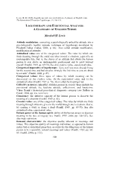 Logotherapy and Existential Analysis: a Glossary of English Terms. the International Forum for Logotherapy, 39, 108-118