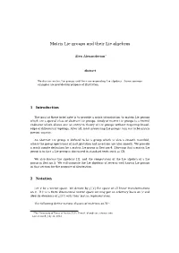 Matrix Lie Groups and Their Lie Algebras