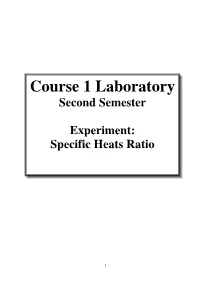 Ratio of Specific Heats Cp/Cv for Gases