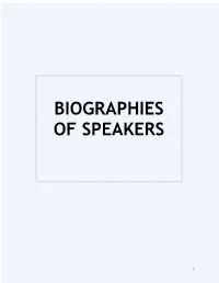 Speaker Biographies