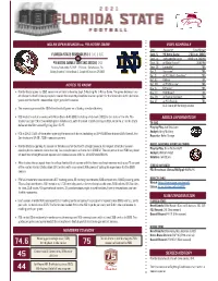 0-0 NOLES OPEN SEASON Vs. #9 NOTRE DAME NOTES to KNOW