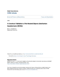 A Construct Validation of the Neutral Objects Satisfaction Questionnaire (NOSQ)