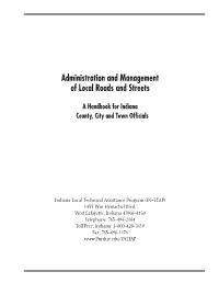 Administration and Management of Local Roads and Streets