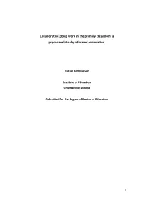 Collaborative Group Work in the Primary Classroom: a Psychoanalytically Informed Exploration