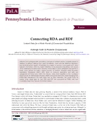 Connecting RDA and RDF Linked Data for a Wide World of Connected Possibilities