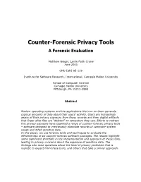 Counter-Forensic Privacy Tools a Forensic Evaluation