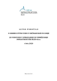 Letno Poročilo O Oskrbi S Pitno Vodo V Občinah Bled In