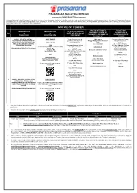 Notice of Tender Prices of Tender Place for Tender Title Prerequisite Place & Starting Document, Form of Submission & No