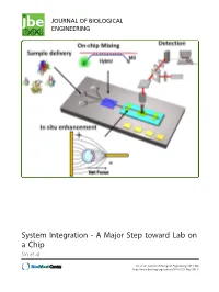 System Integration - a Major Step Toward Lab on a Chip Sin Et Al