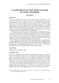 A Comparison of Takt Time and LBMS Planning Methods