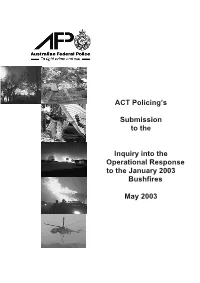ACT Policing Submission to the Inquiry Into Operational Response