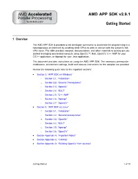AMD APP SDK V2.9.1 Getting Started