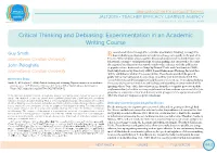 Critical Thinking and Debiasing: Experimentation in an Academic Writing Course
