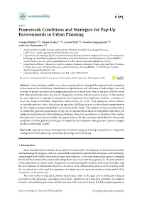 Framework Conditions and Strategies for Pop-Up Environments in Urban Planning