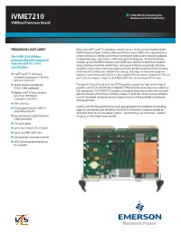 Ivme7210 Vmebus Processor Board