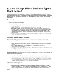 LLC Vs. S Corp: Which Business Type Is Right for Me?