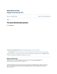 The Open Membership Question