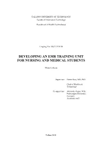 Developing an Emr Training Unit for Nursing and Medical Students