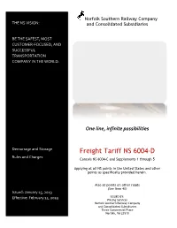 Freight Tariff NS 6004-D Rules and Charges Cancels NS 6004-C and Supplements 1 Through 5