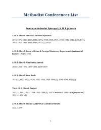 Methodist Conferences Journal List