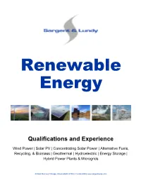 Renewable Energy Qualifications and Project Experience | Sargent & Lundy