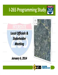 I-265 Programming Study Agenda