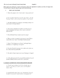 The Last Lecture by Randy Pausch Study Guide English I Please Type Your Answers in a Separate Document (.Doc) to Be Uploaded To