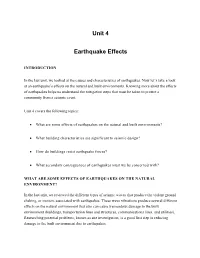 Unit 4 Earthquake Effects