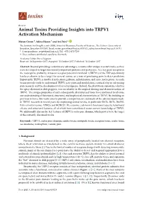 Animal Toxins Providing Insights Into TRPV1 Activation Mechanism