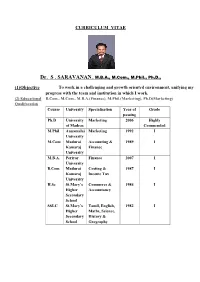 Dr. S . SARAVANAN., MBA, M.Com., M.Phil., Ph.D