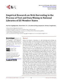 Empirical Research on Web Harvesting in the Process of Text and Data Mining in National Libraries of EU Member States