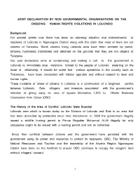 Joint Declaration by Non Governmental Organisations on the Ongoing Human Rights Violations in Loliondo