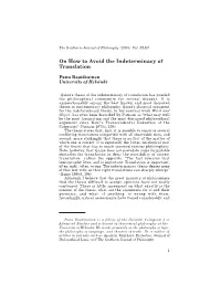 On How to Avoid the Indeterminacy of Translation