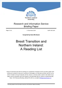 Brexit Transition and Northern Ireland: a Reading List