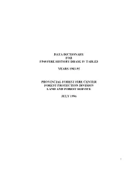 Data Dictionary for Fp48 Fire History Dbase Iv Tables