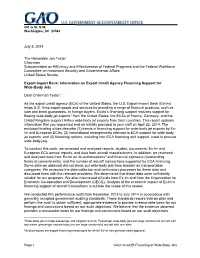 GAO-14-642R; Export-Import Bank: Information on Export Credit