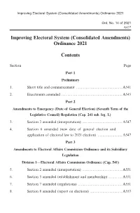 Improving Electoral System (Consolidated Amendments) Ordinance 2021