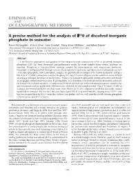 Karen Mclaughlin, Steven Silva, Carol Kendall, Hilary Stuart-Williams, and Adina Paytan. a Precise Method for the Analysis of Ph