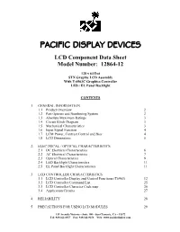 LCD Component Data Sheet Model Number: 12864-12