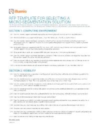 Rfp Template for Selecting a Micro-Segmentation Solution