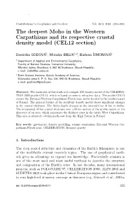 The Deepest Moho in the Western Carpathians and Its Respective Crustal Density Model (CEL12 Section)