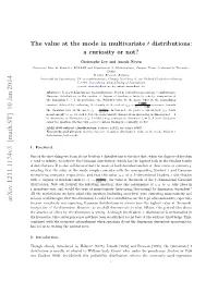 The Value at the Mode in Multivariate T Distributions: a Curiosity Or Not?
