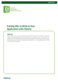 Putting XML to Work in Your Application with Xquery