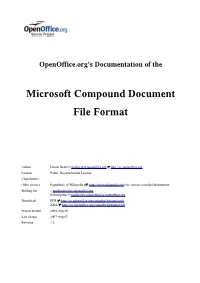 The Microsoft Compound Document File Format"