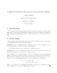 Unique Factorization Domains in Commutative Algebra.Pdf (366.6Kb)