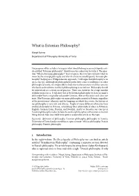What Is Estonian Philosophy?